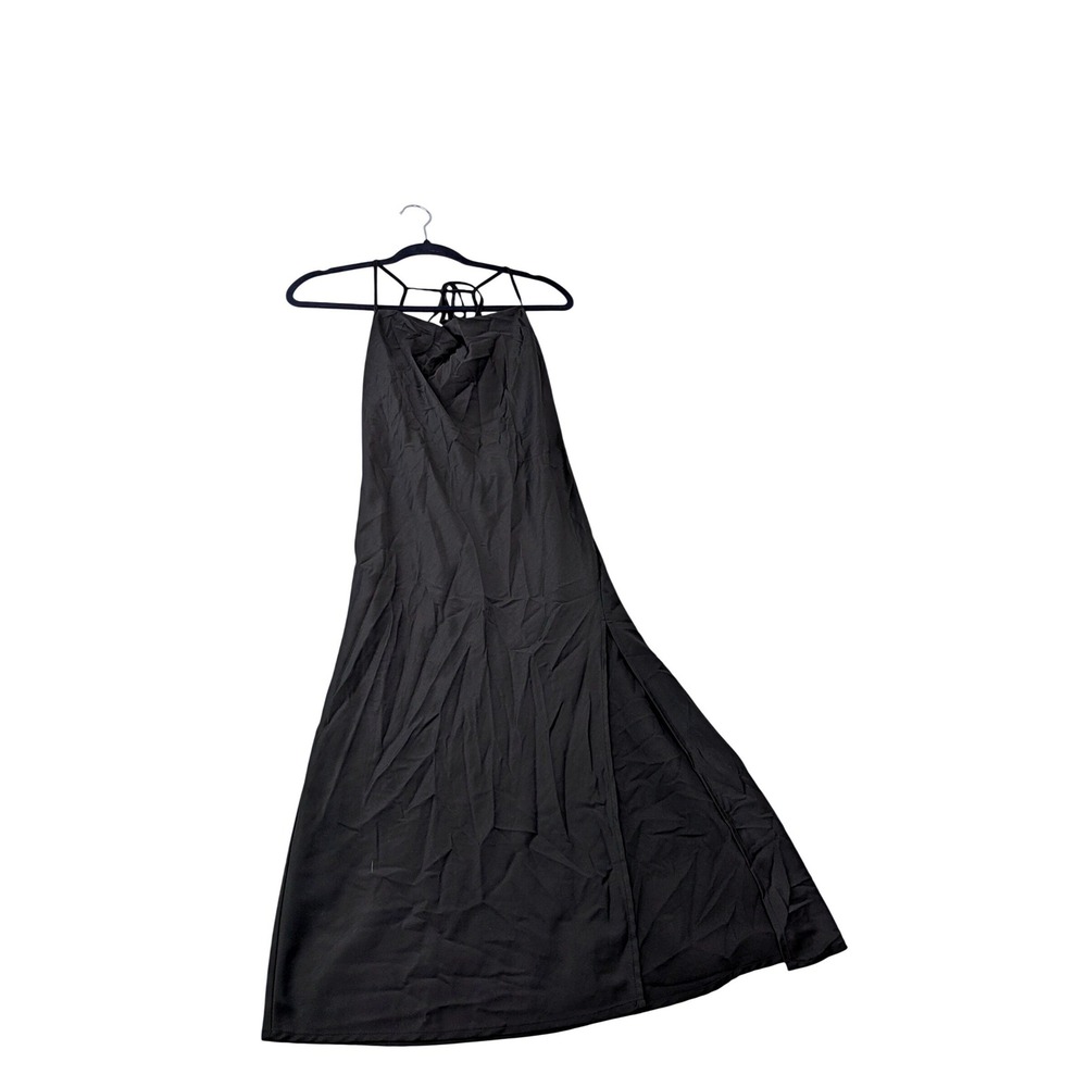 West of Melrose Maxi Dress Women Small Black Satin Strappy Back  Excellent